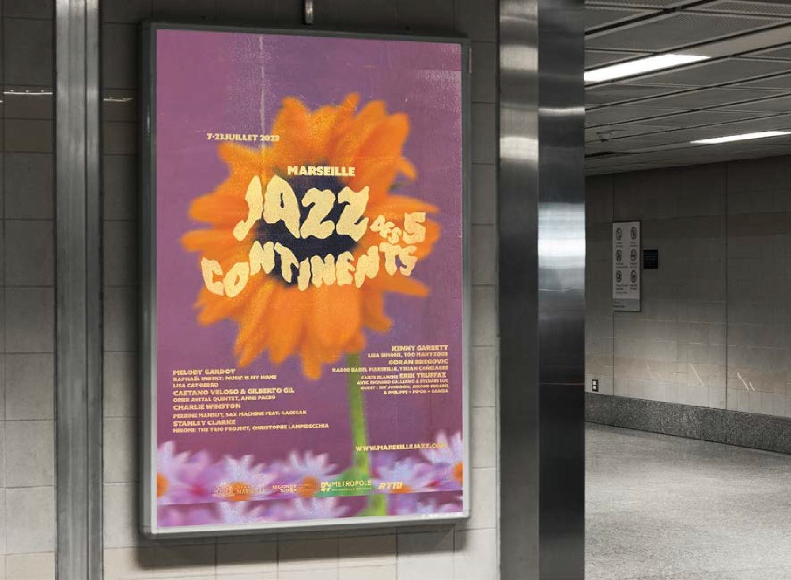 Affichage métro de la campagne Jazz des Cinq Continents à Marseille